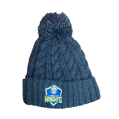 Leeds Knights Navy Blue knitted Bobble Hat