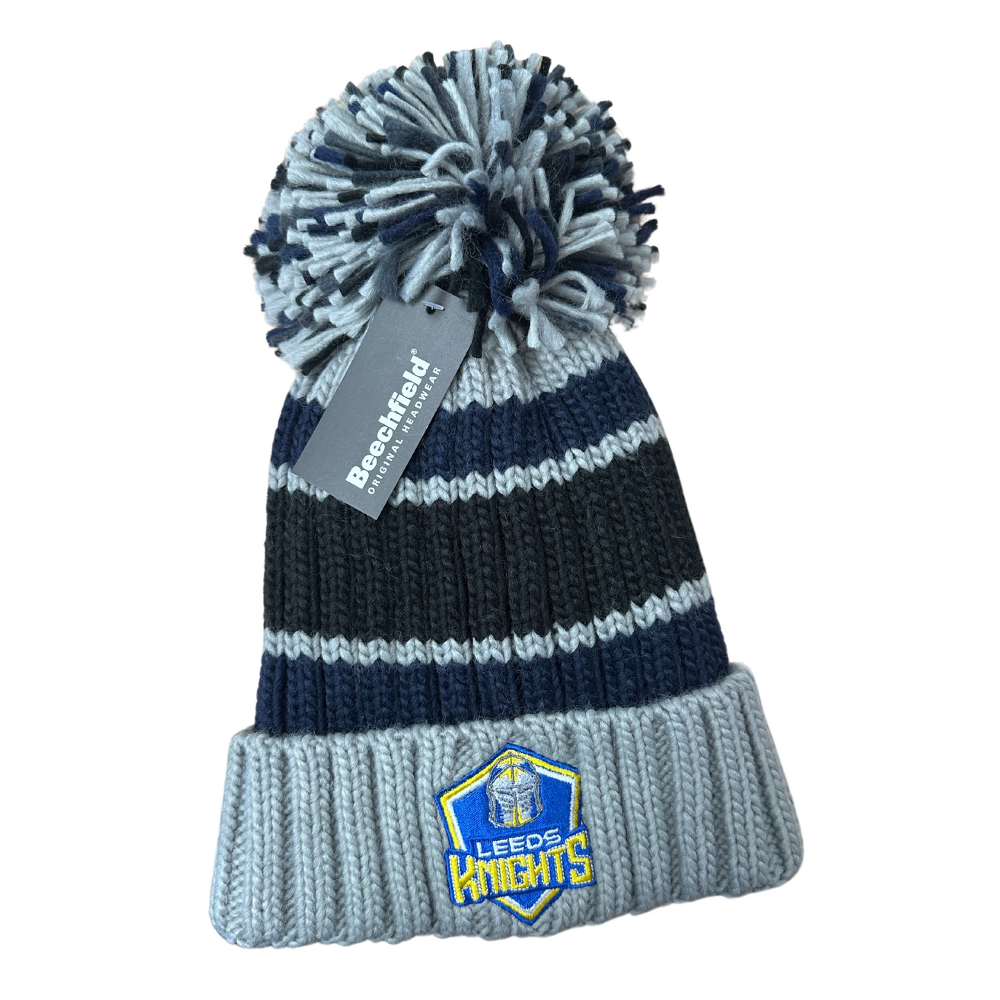 Leeds Knights Grey, Black and Navy Blue Bobble Hat