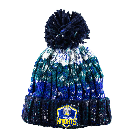 Leeds Knights Blue, Turquoise & White Bobble Hat